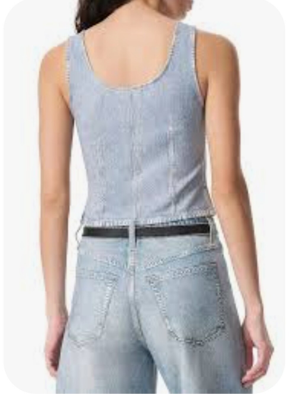 Rag & Bone Top, NEW! Size M, Blue Stretch Denim, Cropped - Picture 7 of 11